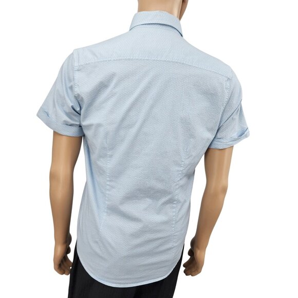Robert Graham Mens Tailored Fit Short Sleeve Shirt Light Blue Large - Picture 3 of 10